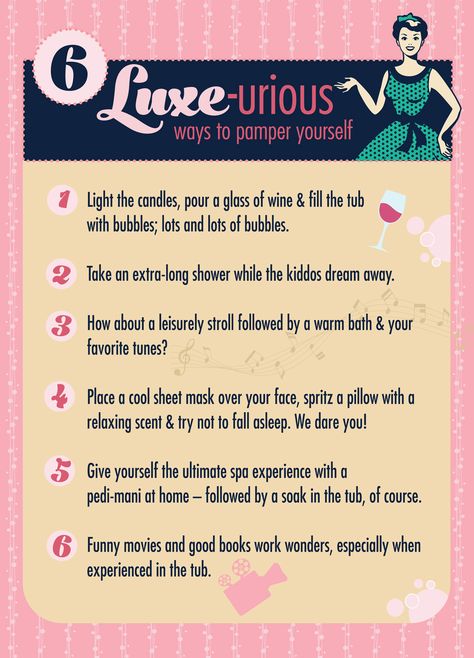 Ladies: You know how to spoil yourselves with a little me-time! We asked you about your favorite ways to pamper yourselves, and you offered up some share-worthy suggestions. Know someone who could use a little pampering? Spread the love and share it with her! How To Spoil Yourself, Spoil Yourself, Happy Memories, Me Time, Bubbles, Share It