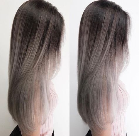 Gray Undertones Hair, Ag Hair Color, Korean Balayage Hair Ash Brown, Dark Brown Ashy Highlights, Lavender Greige Hair, Korean Ombre Hair, Ashy Ombre Hair, Balayage Hair Blonde Ash, Korean Balayage Hair