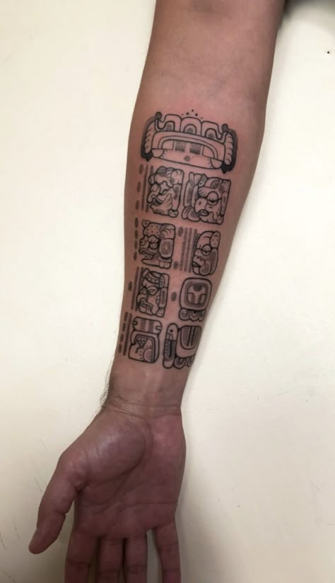 South American Tattoo, Mesoamerican Tattoo, Maya Tattoo, Hieroglyphics Tattoo, Tattoo Elements, Aztec Tattoos Sleeve, Simple Forearm Tattoos, Mayan Tattoos, Aztec Tattoos