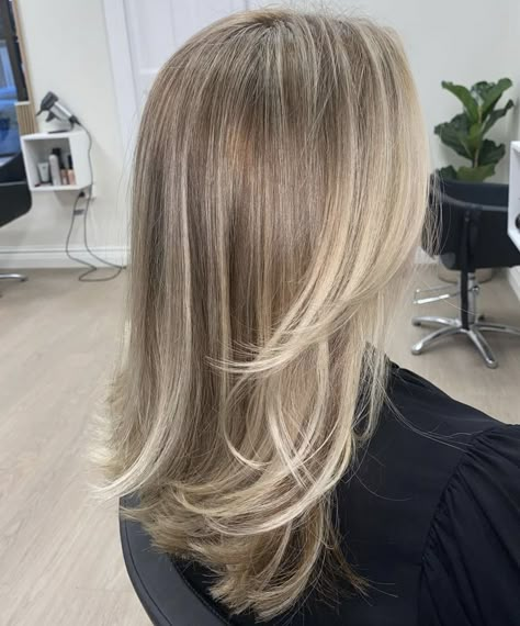 Partial Baylage Blonde, Ashy Blonde Partial Highlights, Ashy Dark Blonde Hair With Highlights, Balayage Hair Blonde Ashy, Ashy Blonde Highlights On Blonde Hair, Platinum Blonde To Dark Blonde, Darker Highlights For Blonde Hair, Dark Blonde Hair With Highlights Ashy, Light Ashy Brown Hair With Highlights