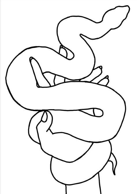 Snake On Hand Drawing, Easy Tracing Drawings, Snake Line Art Tattoo, Snake Line Art, Easy Graffiti, Easy Graffiti Drawings, Snake Drawing, Modern Embroidery Kit, Hand Doodles