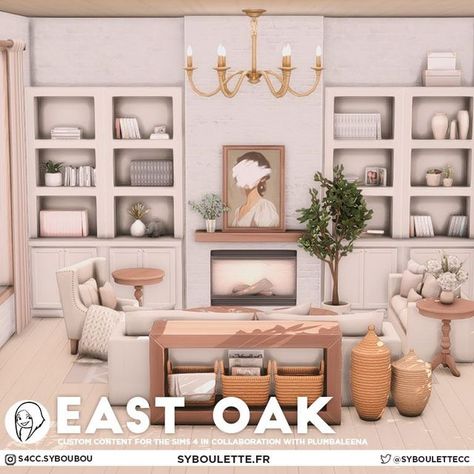 Syboulette on Instagram: "East Oak Collection is a collaboration with the wonderful streamer @plumbaleena ! Inspired by the West Elm style, this collection offers cozy and comfortable furnishings in warm wood color swatches and contemporary designs, curated for your perfect living room.  Available in early access on my patreon (link in bio).  Public release the 28.05  #sims4 #sims4house #sims4life #simstagrammer #simsaddict #sims4ccfinds #sims4love #sims4cctumblr #sims4home #s4houses #sims4photography #ts4customcontent #ts4builds #thesims4interior #syboulette #showyourbuilds #ts4cc #sims4housebuild #sims4decor #showusyourdecor #ts4cclinks #sims4downloads #sims4customcontent #sims4creations #sims4interior #maxis #maxismatchcc #EACreatorNetwork #SponsoredbyEA @thesims" West Elm Style, Living Room Sims 4, Chandelier Decorations, Oak End Tables, Sims Builds, Oak Armchair, Casas The Sims 4, Perfect Living Room, Los Sims