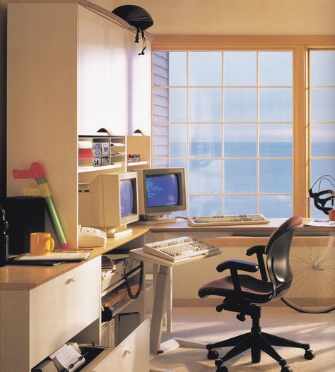 90s Interior, 90s Home, 80s Interior, Retro Interior Design, Retro Office, Young House Love, Office Office, Computer Room, Retro Interior