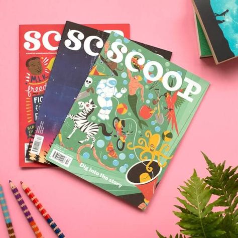 Scoop, the literary magazine for kids: a meaningful present that keeps giving all year Kids Magazine Design, Anorak Magazine, Types Of Readers, Storybook Design, Breathe Magazine, Kids Magazines, Graphic Design Portfolio Book, Magazine Layout Inspiration, Kids Magazine