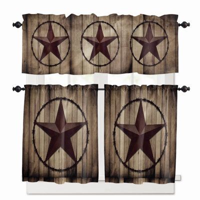 Country Valances, Cafe Bathroom, Farmhouse Kitchen Curtains, Insulated Drapes, Western Kitchen, Kitchen Curtain Sets, Retro Farmhouse, Tier Curtains, Texas Star