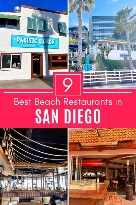 Collage of 4 beach restaurants in San Diego. Mission Beach San Diego Restaurants, Food In San Diego, Ocean Restaurant, Mission Beach San Diego, Ocean Beach San Diego, San Diego Mission, Restaurants In San Diego, Oceanside Beach, Best Buffet