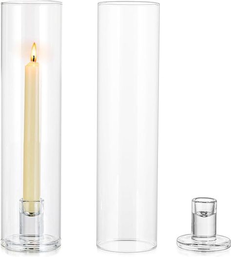 Amazon.com: NUPTIO Hurricane Glass Candle Holders: 2 Pcs Candlestick Holder for Taper Candles with Cylinder Covers 11.8 inch Tall Windproof Clear Candlesticks Holder Stand for Wedding Party Christmas Home Decor : Home & Kitchen Candle Flames, Taper Candle Holders, Christmas Home Decor, Floating Candles, Candle Holder Set, Candle Stand, Colorful Candles, Taper Candles, Glass Candle Holders