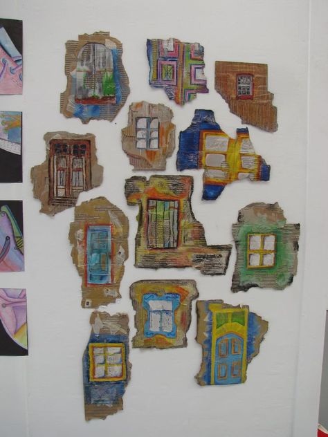 Architecture Art Projects Middle School, Cardboard Mixed Media Art, Ks3 Architecture Project, Year 9 Art Projects, Architecture Art Project, Urban Environment Art, Urban Decay Art, Pastel Art Ideas, Ian Murphy