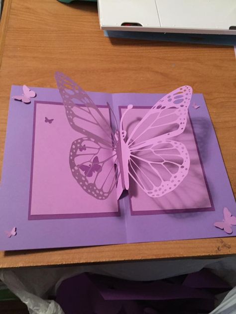 Photo by Annamarie Spinoso (used with permission) 3d Butterfly Card Diy, Butterfly Pop Up Card Tutorials, Butterfly Pop Up, Diy Pop Up Birthday Card, Cool Cards Diy, Cricut Pop Up Cards, Diy Popup Cards, Pop Up Birthday Cards Diy Easy, Butterfly Cards Ideas