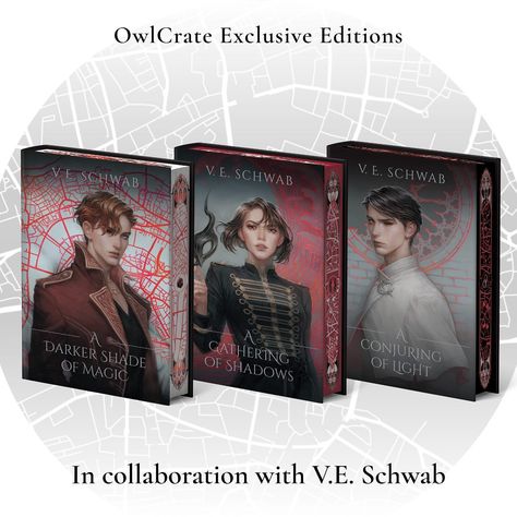 Hey Book Owls, we are thrilled to announce our OwlCrate Limited Edition 🖤A DARKER SHADE OF MAGIC TRILOGY🖤 in collaboration with V.E. Schwab (@veschwab)!⁠ ⁠ This set will feature A Darker Shade of Magic, A Gathering of Shadows and A Conjuring of Light, which will match our exclusive edition of The Fragile Threads of Power.⁠ ⁠ Our Limited Edition 🖤A DARKER SHADE OF MAGIC TRILOGY🖤 will feature:⁠ 🖤 Completely redesigned covers illustrated by @lenyan.art and designed by @lichen_and_limestone⁠ ❤️ R... Darker Shades Of Magic, Gathering Of Shadows, A Gathering Of Shadows, Shades Of Magic, Darker Shade Of Magic, V E Schwab, Supernatural Books, A Darker Shade Of Magic, Paranormal Books