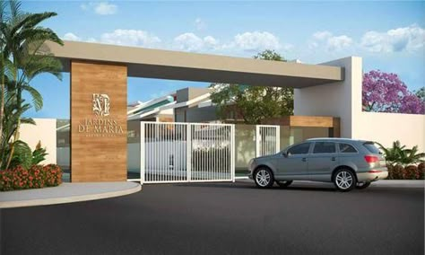 Building Gate Design, Gate Pergola, Condominium Entrance, Gate Arch, Residential Entrance, School Buildings, Arch Designs, Compound Wall Design, Gate Wall Design