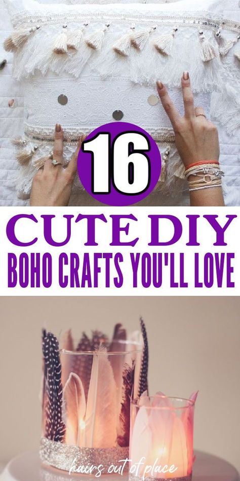 Here’s a round-up of 16 awesome and easier DIY bohemian crafts to inspire you and help decorate your space, whether it be your first house, dorm room or bedroom. Whether you’re a teen or in your 20’s, boho style is super popular for a reason! It's crafty ;) Nature Inspired Diy Decor, Diy Spiritual Decor, Crafts With Crystals Diy, Hippie Bedroom Decor Bohemian Style, Bohemian Painting Ideas, Diy Bohemian Decor Crafts, Diy Boho Art, Boho Ideas Diy, Boho Witch Decor