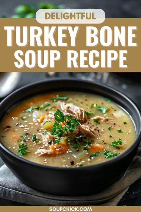 Turkey Bone Soup Recipe Turkey Bone Soup Crockpot, Turkey Bone Soup Recipe, Turkey Bone Soup, Turkey Neck Soup, Turkey Carcass Recipes, Turkey Chowder, Best Turkey Soup Recipe, Smoked Turkey Soup Recipes, Turkey Carcass Soup