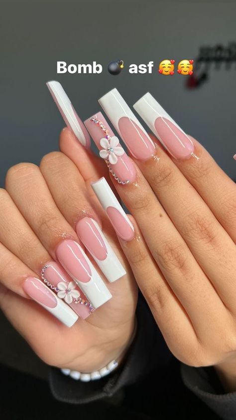 Grad Nails, Prom Nail, Acrylic Nail Shapes, Simple Acrylic Nails, Nail Idea, Long Acrylic, Bling Acrylic Nails, Summer Acrylic Nails, Pink Acrylic Nails