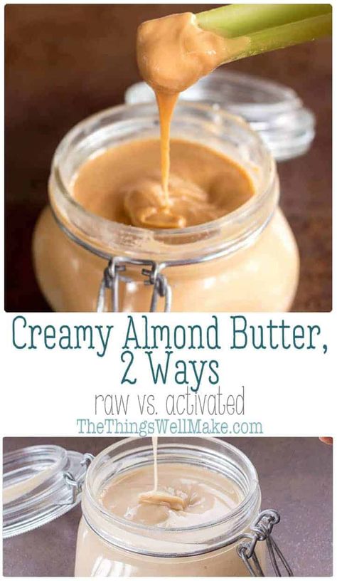 Make your own DIY almond butter to save money and control the quality of the ingredients and the process (make raw or activated almond butter). #thethingswellmake #almondbutter #activatednuts #almonds #healthyrecipes #raw Raw Almond Butter Recipe, Sprouted Almond Butter, Diy Almond Butter, Homemade Almond Butter Recipe, Vegan Sauce Recipes, Blendtec Recipes, Dinner Board, Homemade Almond Butter, Raw Almond Butter