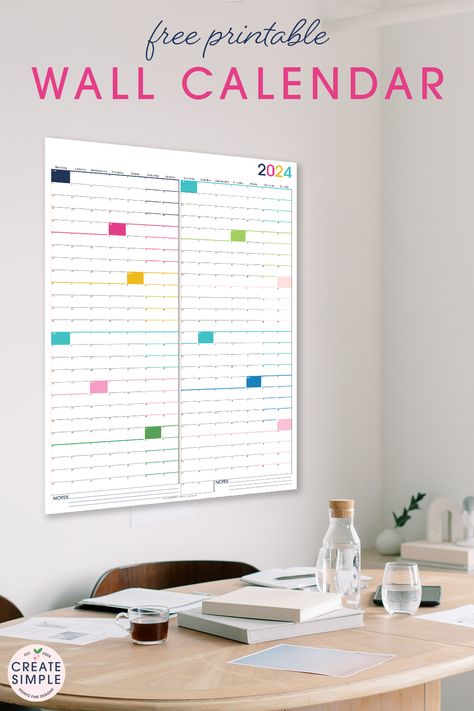 It's easy to see your year-long overview of all of your family and work events--download this free printable large wall calendar and hang! Family Calendars For Wall, 2024 Year At A Glance Printable Free, Diy Calendar Wall, Yearly Wall Calendar, Special Education Organization, Year At A Glance Calendar, Dollar Diy, Organizational Printables, Estate Planning Checklist