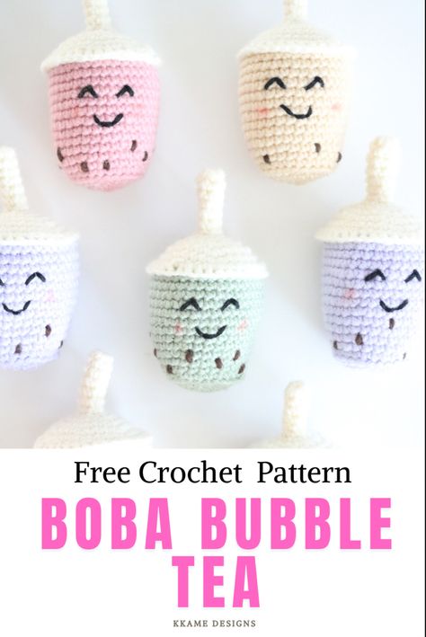 Free Boba Tea crochet pattern that does not involve any sewing. This is a beginner crochet pattern that you can customize with your favorite bubble tea drink color. Crochet Idea Beginner, Boba Keychain Crochet, Boba Tea Amigurumi Free Pattern, Bubble Tea Amigurumi, Bubble Tea Crochet Pattern Free, Yard Sale Foods To Sell, Crochet Boba Plush, Crochet Boba Tea Keychain Free Pattern, Free Boba Crochet Pattern