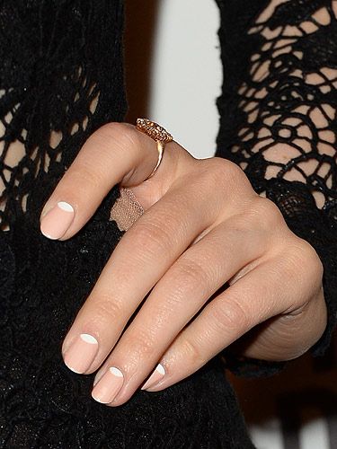 Celebrity Nails Trends, Reverse French Manicure, Half Moon Nails, Moon Manicure, Classy Nail Art, Half Moons, Nagellack Trends, Celebrity Nails, Nude Nail Polish