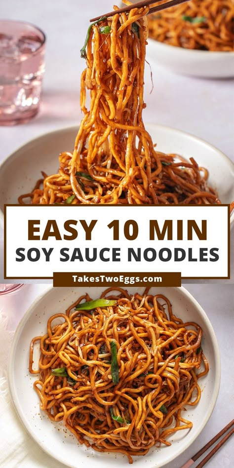 Wok Fried Noodles, Mr Noodle Recipes Easy Dinners, Egg Noodles Asian, Asian Noodle Side Dish Recipes, Soy Noodles Easy, Easy Asian Pasta Recipes, Veggie Asian Noodles, Healthy Stir Fry Recipes With Noodles, Easy Soy Sauce Noodles