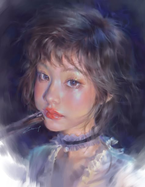 2019, Z WY on ArtStation at https://www.artstation.com/artwork/XBLE3Y Painterly Digital Art, Web Painting, Hand References, Living Your Dream, Character Design Girl, Portrait Reference, Learn Art, Pencil Art Drawings, Sketch Painting