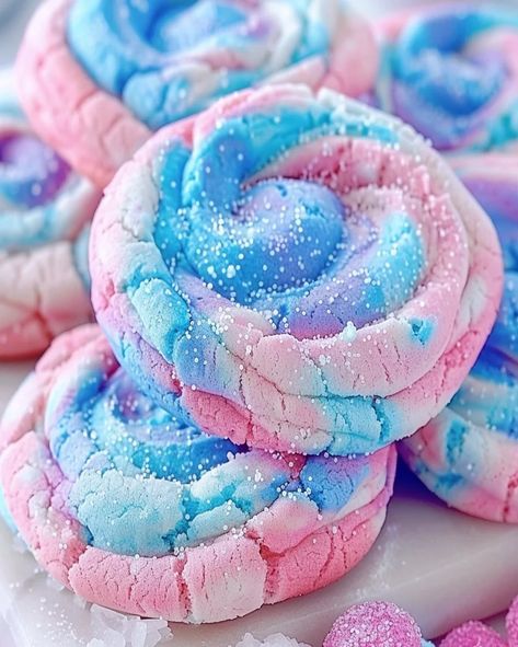 Cotton Candy Cookies Recipe - Fun & Colorful Treats Cotton Candy Meringues, Candyland Cookies, Cotton Candy Cheesecake, Candy Cookies Recipes, Cotton Candy Cupcakes, Cotton Candy Cookies, Cake Recepies, Cotton Candy Flavoring, Soft Sugar Cookies