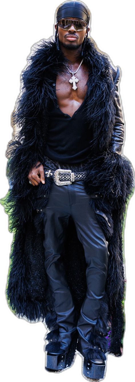 Male Fur Coat Fashion, Suit With Fur Coat Men, Y2k Guy Outfits Party, Men’s Witch Fashion, Male Coat Outfit, Fur Coat Aesthetic Male, Mohair Sweater Outfit Men, New Orleans Mens Fashion, Vampire Man Outfit