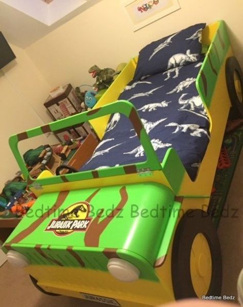 Prehistoric Bedroom, Dinosaur Beds, Safari Bed, Theme Bed, Girls Single Bed, Dinosaur Theme Bedroom, Jeep Bed, Jungle Themed Bedroom, Dino Room