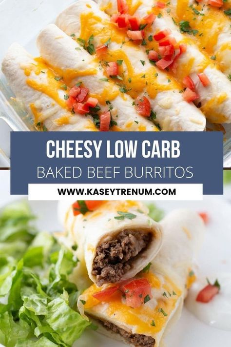 High Protein Low Carb Recipes Dinner, Beef Burrito Recipe, Kasey Trenum, Keto Low Carb Recipes, Healthy Low Carb Breakfast, Low Carb Wraps, Low Carb Low Fat Recipes, Low Carb Tacos, Low Carb Recipe