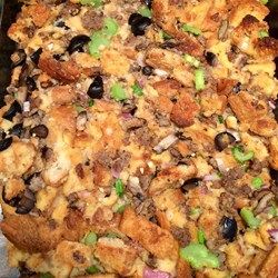 Black Olive, Mushroom, and Sausage Stuffing - Allrecipes.com Basic Stuffing Recipe, Black Olives Recipes, Italian Thanksgiving, Sausage Stuffing Recipe, Sausage Stuffing, Stuffing Recipes For Thanksgiving, Best Macaroni Salad, Sage Sausage, Mushroom Dish