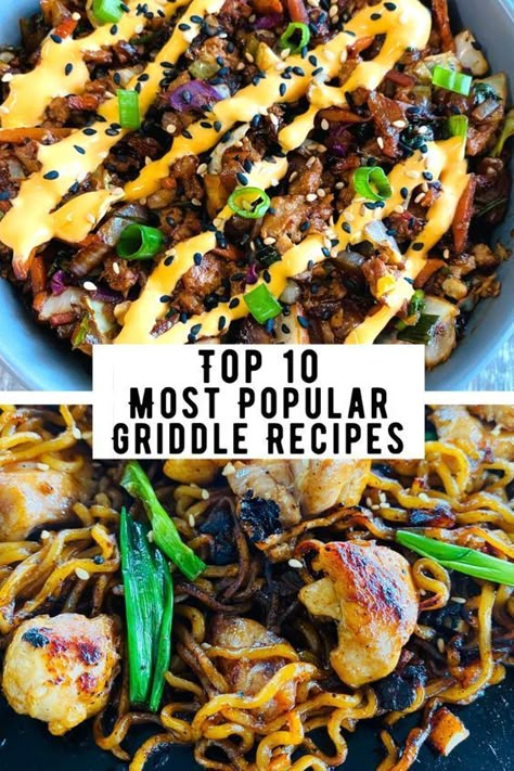 Top 10 Most Popular Griddle Recipes is a complete list of my most popular Blackstone griddle flat top grill recipes for dinner and more! Garden Ideas Patio, Outdoor Griddle Recipes, Patio Garden Ideas, Griddle Cooking Recipes, Greek Chicken And Potatoes, Grilled Dinner Recipes, Patio Gardens, Outdoor Cooking Recipes, Flat Top Grill