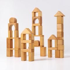 Grimm's Toys, Wooden Building Blocks, Classic Building, Wooden Buildings, Alder Wood, Net Bag, Montessori Toys, Wooden Blocks, Grimm