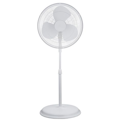 The stand fan by Utilitech has an adjustable height and features a tilting fan head. It's easy control by the knob on top. Limited 1 year. | Utilitech Utilitech Stand Fan - Métal Plastic 16-in 3-Speeds - White FS40-19M Utilitech | Stand Fan - Métal Plastic 16-In 3-Speeds - White | Rona Standing Fans, Stand Fan, Portable Fans, Tile Tools, Pedestal Fan, The Stand, Small Fan, Portable Fan, Natural Sleep