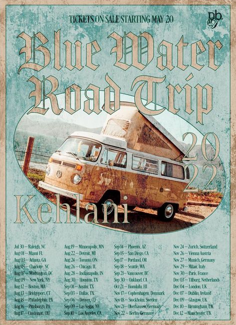 designed by @pixelsbytammy on instagram and twitter | blue water road trip 2022, kehlani, tour poster, graphic design Kehlani Poster, Kehlani Tour, Blue Water Road, Road Trip Graphic, Poster Graphic Design, Topanga Canyon, Tour Poster, Kehlani, Tour Posters