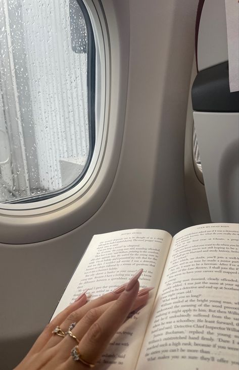 #reading #nails #travelling #plane #window #acrylicnails #books #rain Reading On Plane, Plane Window, Vision Board Images, On The Plane, Airplane Mode, Book Annotation, Girl Reading, Reading, Nails