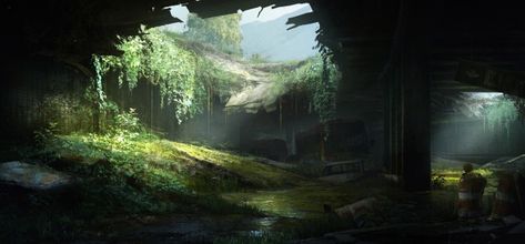 sunbeams abandoned building chapter 10 Last Of Us Concept Art, Post Apocalyptic City, Woods Forest, Concept Art World, Landscape Concept, Background Ideas, Picture Art, Forest Nature, Post Apocalypse