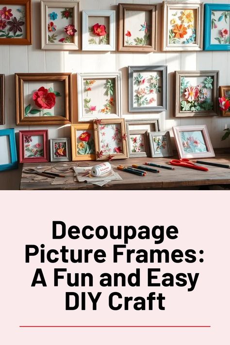 You wouldn't believe how simple materials can be turned into stunning works of art! Learn the craft of decoupage and personalize your home decor using picture frames. Decoupage Picture Frames, Diy Decoupage Christmas Ornaments, Diy Decoupage, Easy Holidays Crafts, Chalk Paint Projects, Personalized Home Decor, Diy Picture, Craft Corner, Paint Projects