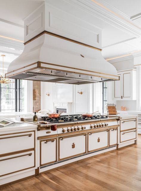 West Hollywood Manor | Officine Gullo Officine Gullo, Semi Recessed Sink, Cooking Range, Professional Cooking, Green Chrome, U Shaped Kitchen, Kitchen Solutions, Burnished Brass, Warming Drawer