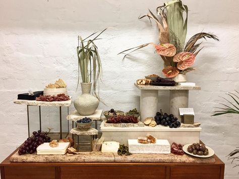 Event Styling Studio • Perth on Instagram: “This evening for @abbieandhusenswim .  Grazing & Flora @styled_notion” Buffet Styling, Cheese Table, Food Set Up, Meat Shop, Grazing Table, Italian Table, Catering Food, Grazing Tables, Table Set Up