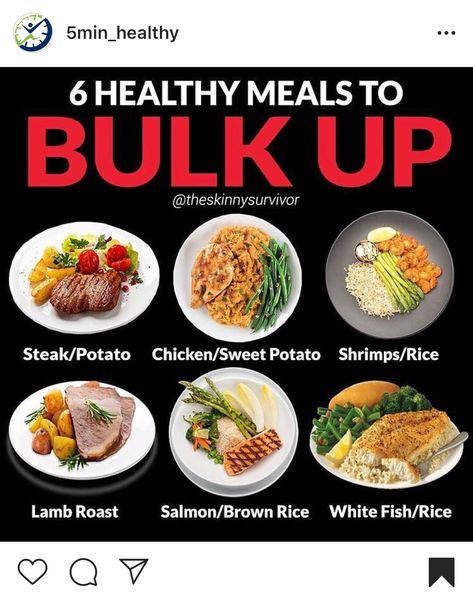 Clean Bulk Meal Plan Men, Bulking Meal Prep For Men, Bulking Meals, Muscle Gain Meal Plan, Food To Gain Muscle, Weight Gain Meal Plan, Healthy Weight Gain Foods, Weight Gain Meals, High Protein Dinner