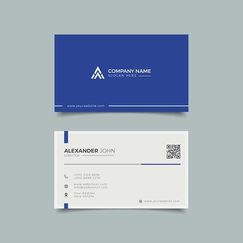 Blue And White Business Cards, Simple Modern Business Cards, Business Card Design Corporate, Corporate Name Card, Business Card Company, Business Card Corporate, Blue Name Card, Name Card Design Business, Visiting Cards Design Business