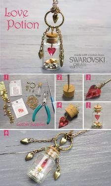 tutorials Ideas, Craft Ideas on tutorials Messages In A Bottle, Love Potions, Jar Necklace, Diy Jewelry Charms, Mini Glass Bottles, Bottle Jewelry, Bottle Charms, Photo Charms, Bottle Necklace