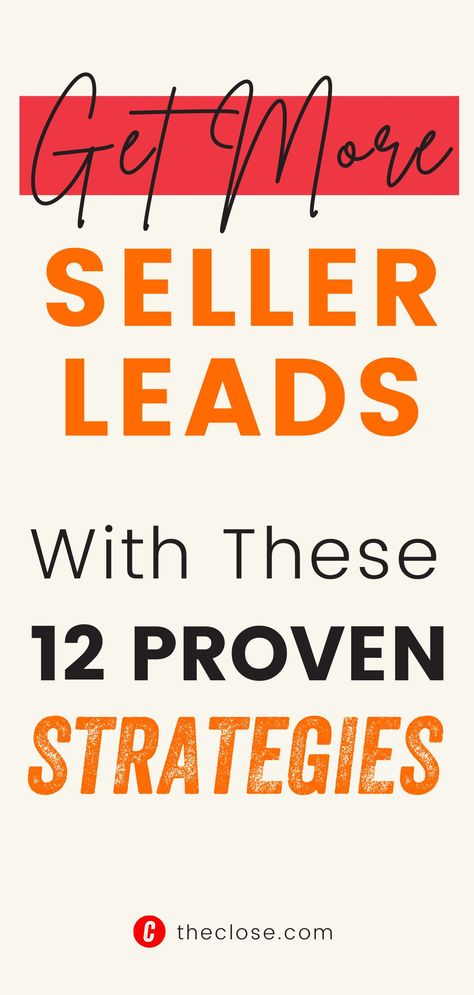 Finding and converting seller leads is hard work. Even for experienced agents with a few dozen sales under their belt, getting seller leads can be an uphill battle. In order to make your transition from buyer’s agent to listing agent a little bit smoother, we put together a list of 12 foolproof ways how to get real estate seller leads in 2021. // lead generating // lead // lead generation ideas // real estate marketing // real estate ideas Real Estate Marketing For Sellers, How To Get Listings Real Estate, How To Get Clients In Real Estate, How To Get Real Estate Leads, Real Estate Lead Generation Ideas, Real Estate Ideas, Lead Generation Ideas, Realtor Ideas, Wholesaling Houses