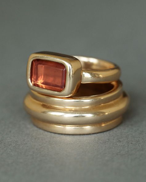 empire ring by george rings padparadscha solitaire in solid 18k gold rectangle engagement ring Orange Gemstone Ring, Amber Gemstone Ring, Amber Ring With Polished Finish Fine Jewelry, Heirloom Orange Gemstone Ring, Padparadscha Sapphire Ring, Orange Gemstone-accented Ring Jewelry, Luxury Jewelry Brands, Mom Ring, Stamped Rings