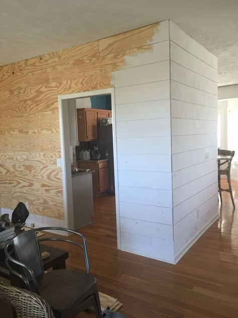 Shiplap Wall Diy, Mobile Home Remodel, Shiplap Walls, Shiplap Wall, Farmhouse Remodel, Wall Diy, Diy Remodel, Farmhouse Dining Room, Basement Remodel