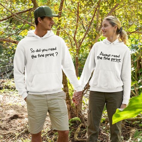 ⎆ You're gonna love this ⎆ ❤️ Couples' Gifts: Matching Outfits - Did You Read The Fine Print? Pregnancy Reveal Surprise ❤️ ONLY $42.97 RIGHT NOW ► Find the link in our bio ◀︎ . . . . #couples #couplesgoals #coupleshoot #couplesofinstagram #couplesphotography #couplescostume #coupleswholift #coupleselfie #coupleswhotravel #couplestyle #coupleset #couplesgoalsmotivation #couplesession #couplesofig #coupleslove #coupleshirt #couplesthatlift #couplestuff #coupleshot #couplestherapy #coupleshoot... Geek Couple, Funny Matching Shirts, Honeymoon Attire, Honeymoon Wear, Cute Couple Shirts, Matching Hoodies, Matching Couple Shirts, Couples Sweatshirts, Hoodies And Sweatshirts