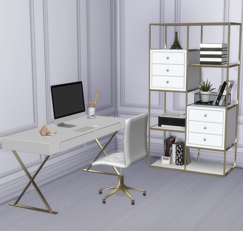 Sims 4 Home Office, Curseforge Mods, Sims Office, Sims 4 Cc Furniture Living Rooms, Sleek Office, Sleek Decor, Sims 4 Skin, Luxe Furniture, Sims Furniture