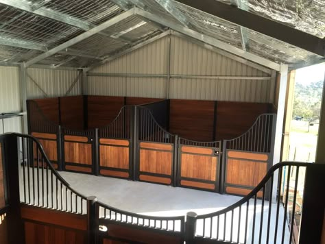 Horse Stable Design, Small Horse Farm, Horse Stall Fronts, Horse Stables Design, Luxury Horse Barns, Custom Horse Stalls, Atv Attachments, Barn Layout, Bush Fire