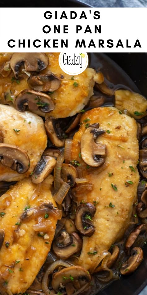 Chicken Marsala is a beloved Italian-American staple, and this extra-simple (and extra delicious!) version is a great weeknight staple. Even better? You can cook everything up in one pan! To keep things dairy-free, we left out all butter in place of olive oil. If you want to make this gluten free, rice flour is a good substitute for all purpose wheat. Giadzy Recipes Chicken, All Recipes Chicken Marsala, Giada's Chicken Marsala, Dairy Free Chicken Marsala Recipe, Giada De Laurentiis Chicken Marsala, Giada De Laurentiis Recipes Chicken, Gluten Free Chicken Marsala, Chicken Marsala Easy Simple, Chicken Marsala Giada Recipe