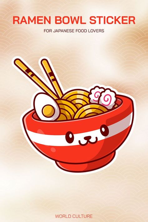 Noodles Sticker, Ramen Sticker, Kawaii Ramen, Noodles Lover, Kawaii Sticker, Love Japanese, Japanese Ramen, Funny Kitchen, Ramen Bowl