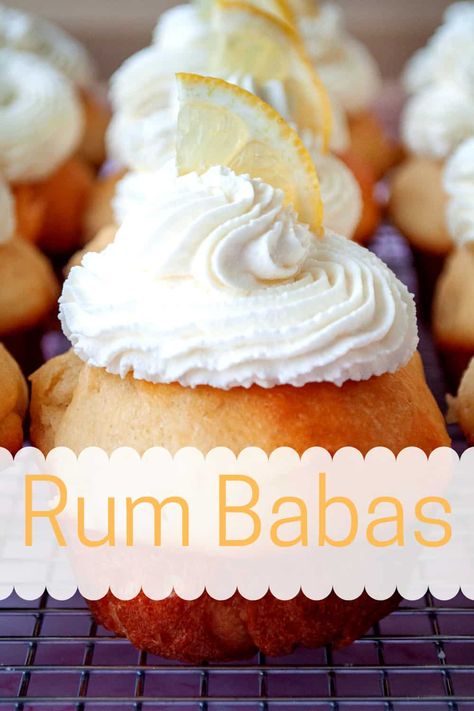 Rumbaba Recipe, Savarin Cake, Great British Bake Off Recipes, Baba Rum, Floating Island Dessert, Alcohol Desserts, Gbbo Recipes, Rum Syrup, Rum Baba